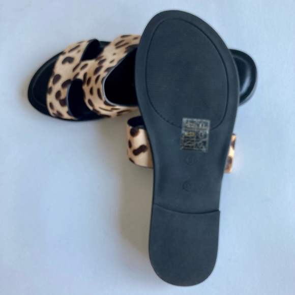 206 Collective Tan Brown Animal Print Leather Flip Flops Sandals size 8.5 - Picture 10 of 12